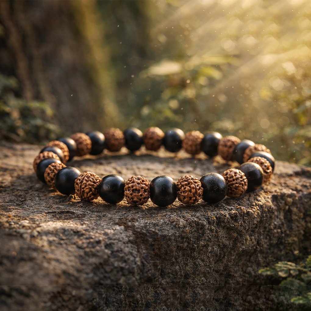Karungali With Rudraksha Bracelet